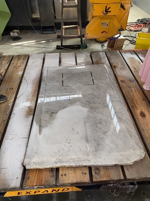 Máquina de corte de losas de piedra de puente de 4 ejes de alta precisión para placas en forma de abanico y perfiles de borde en forma especial