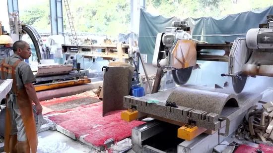 Máquina automática de corte de borde de piedra de dos cortes de alta precisión para recortar losas de columna