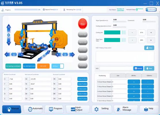 Máquina cortadora de alambre de diamante CNC inteligente para piedra, rodamiento de cuatro husillos, enlace, motor de alta estabilidad, alta seguridad para granito