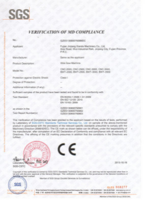 CHINA Fujian Xianda Machinery co.,ltd certificaciones